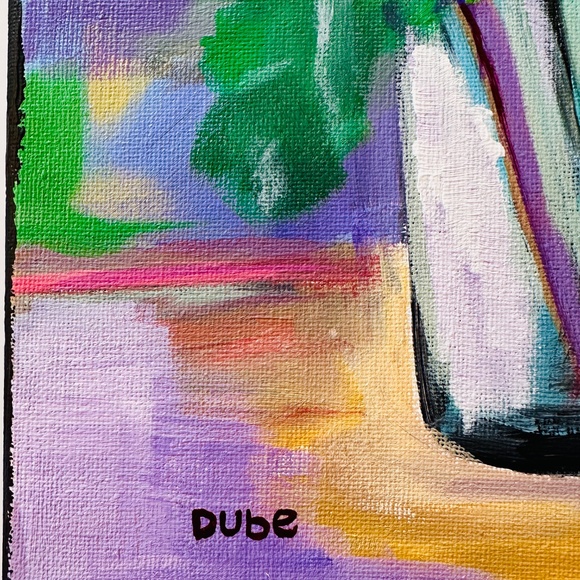 Original Impressionism Collectible Flowers 9"x 12 " Canvas Red Violet Handmade - Picture 7 of 9